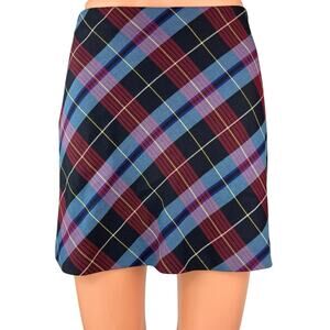 Zara Multicolor Plaid Checkered Straight Pencil Preppy School Girl Mini Skirt XS